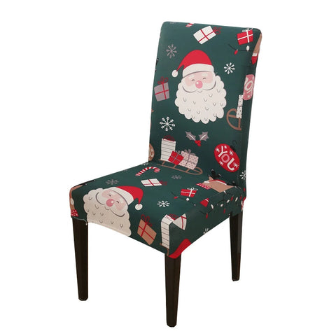 Chair Cover Green Big Santa Head Design Anti Dirt Elastic For Dining Room Kitchen Slipcovers