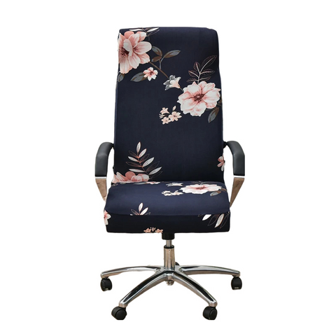 Office Chair Cover Black Floral Large Non Slip Rotating Seat Case Universal Armrest Protector For Business Use Chair Covers