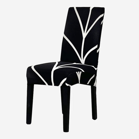 Chair Cover Black Linear Design Anti Dirt Elastic Material For Dining Room Kitchen Slipcovers