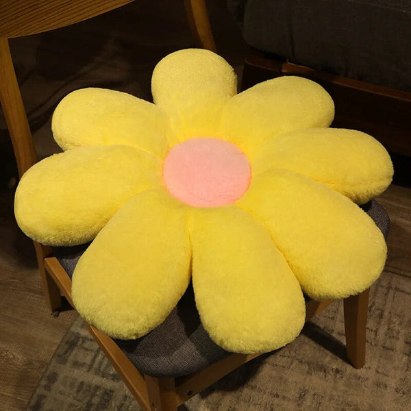 Plush Pillow Yellow Pink Flower Shape Stuffed Soft Cushion For Decor 50Cm Cushions & Decorative Pillows