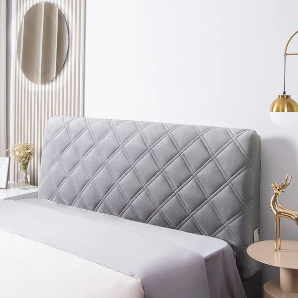 Headboard Cover Dark Gray Criss Cross Pattern Smooth Quilted Velvet 160X70cm Headboards & Footboards