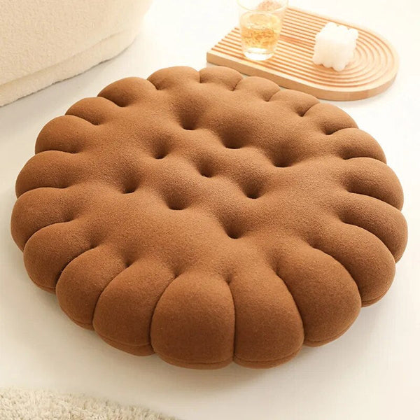Plush Dark Brown Round Biscuit Shape Stuffed Soft Pillow Cushion Decor Cushions & Decorative Pillows
