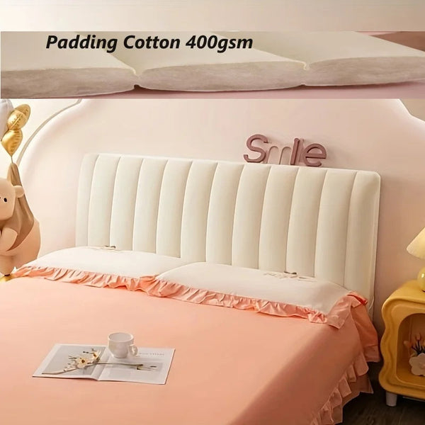 Khaki Short Plush Velvet Bed Headboard Cover Dust Protector 100X70cm Headboards & Footboards