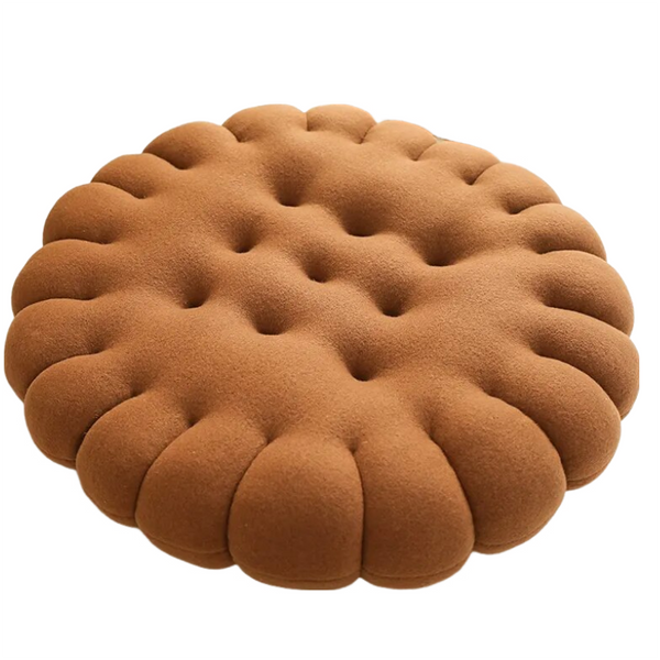 Plush Dark Brown Round Biscuit Shape Stuffed Soft Pillow Cushion Decor Cushions & Decorative Pillows