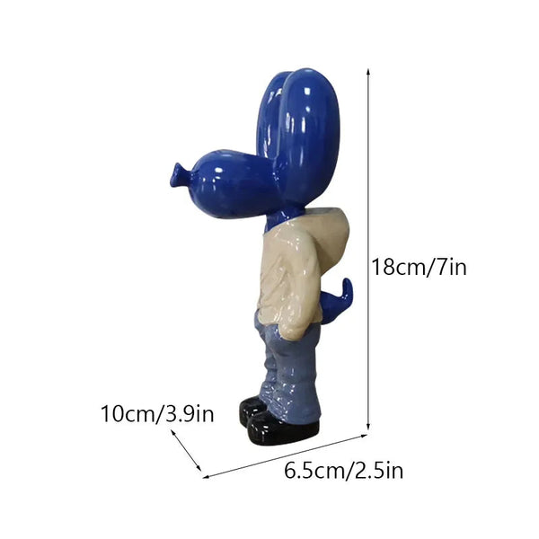 Figurine Balloon Dog Statue Blue 7 Inch Resin Sculpture For Living Room Decor Sculptures & Figurines