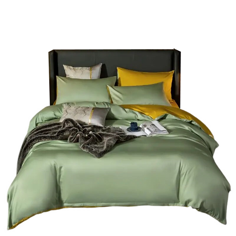 Bed Sheet Green Yellow Ultra Soft Luxury Egyptian Cotton Cover Twin Size Set Sheets