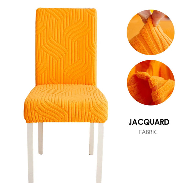 Chair Cover Orange Linear Design Anti Dirt Elastic Material For Dining Room Kitchen Slipcovers