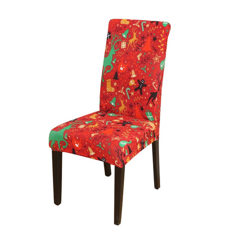 Chair Cover Orange Christmas Small Icons Design Anti Dirt Elastic For Dining Room Slipcovers