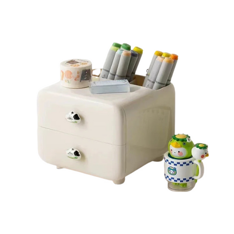 Storage Box White Mini Desktop Organizer Simple Stationery Drawer Pen Holder Storage Boxes