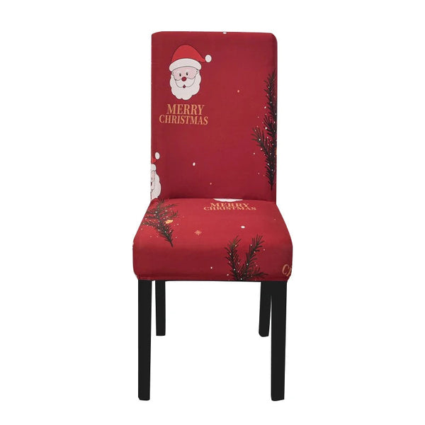 Chair Cover Maroon Santa Merry Christmas Design Anti Dirt Elastic Material Slipcovers