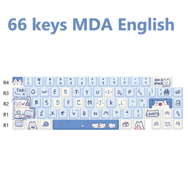 Keycap Keyboard Sky Blue 66 Keys Sublimation Fit Switch Touch Clicks For Keyboards Keyboards & Keypads