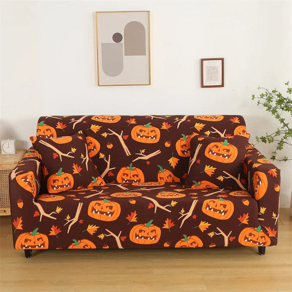Sofa Cover Halloween Pumpkin Design Stretchable Non Slip Slipcover For Slipcovers