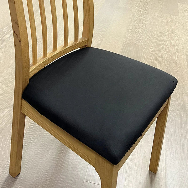 Chair Cover Black Plain Stretch Seat For Dining Kitchen Washable Removable Slipcovers