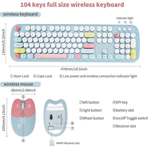 Bluetooth Keyboard Mouse Combo Set Wireless Retro Design For Computers Tablets Keyboards & Keypads