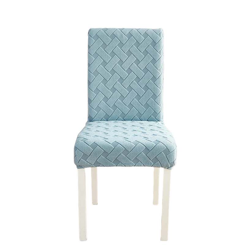 Chair Cover Light Blue Knitted Design Anti Dirt Elastic Material Dining Room Kitchen Chair Covers