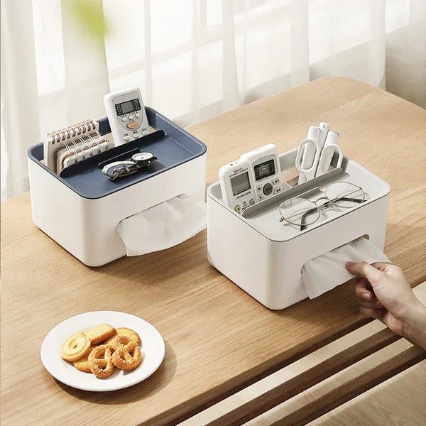 Storage Box With Blue Cover Multifunctional Desktop Organiser For Office Storage Boxes