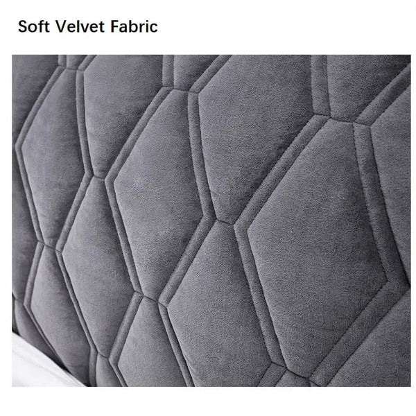 Headboard Cover Dark Gray Zigzag Pattern Quilted Velvet Bed Back Protector 130X70cm Headboards & Footboards