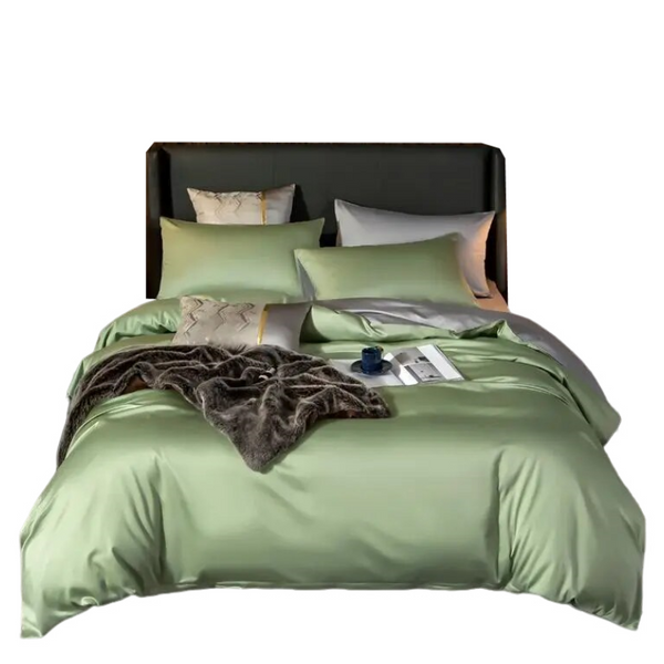 Bed Sheet Green Light Grey Ultra Soft Luxury Egyptian Cotton Cover Twin Size Set Sheets