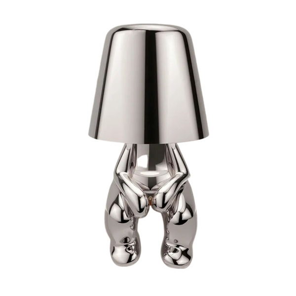 Hotel Lightning Lamp Rechargeable Silver Little Man Sitting Position Table Lamps