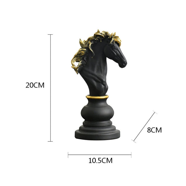 Figurine Chess Piece Black Knight Medium Resin Living Room Decoration Gifts Sculptures & Figurines