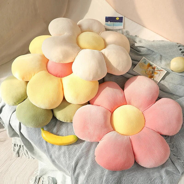 Plush Pillow White Yellow Flower Shape Stuffed Soft Cushion Room Decor Cushions & Decorative Pillows