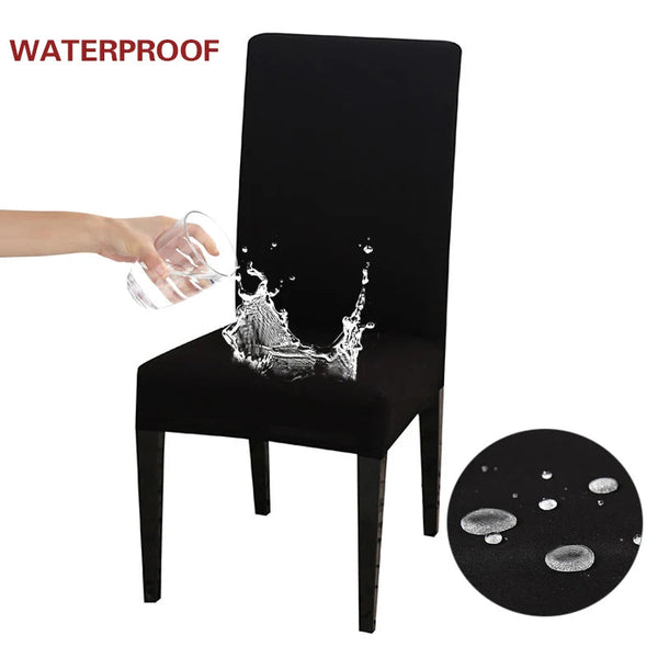 Chair Cover Black Anti Dirt Waterproof Elastic Material For Dining Room Kitchen Chair Covers