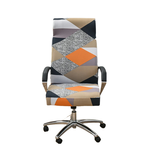 Office Chair Cover Pink Beige Geometric Medium Non Slip Rotating Seat Case Universal Armrest Protector Business Covers Chair Covers