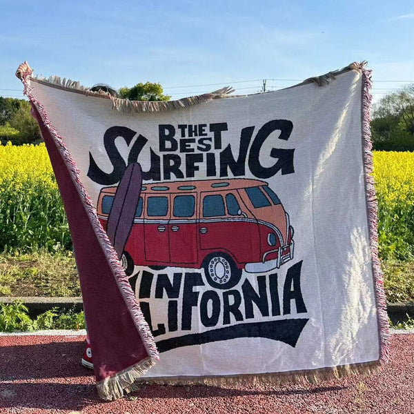 Surfing California Throw Blanket Cozy Sofa Couch Bed Cover Outdoor Camping Mat Tapestry Tapestries