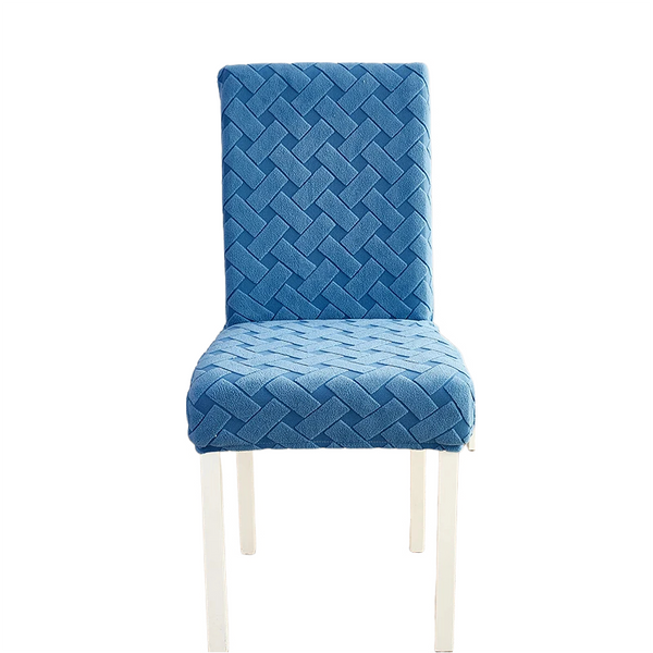 Chair Cover Blue Knitted Design Anti Dirt Elastic Material For Dining Room Kitchen Chair Covers