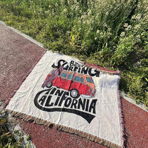 Surfing California Throw Blanket Cozy Sofa Couch Bed Cover Outdoor Camping Mat Tapestry Tapestries