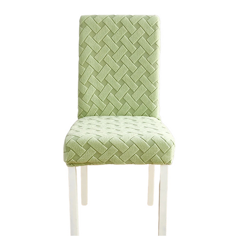 Chair Cover Green Knitted Design With Anti Dirt Elastic Material For Dining Room Chair Covers