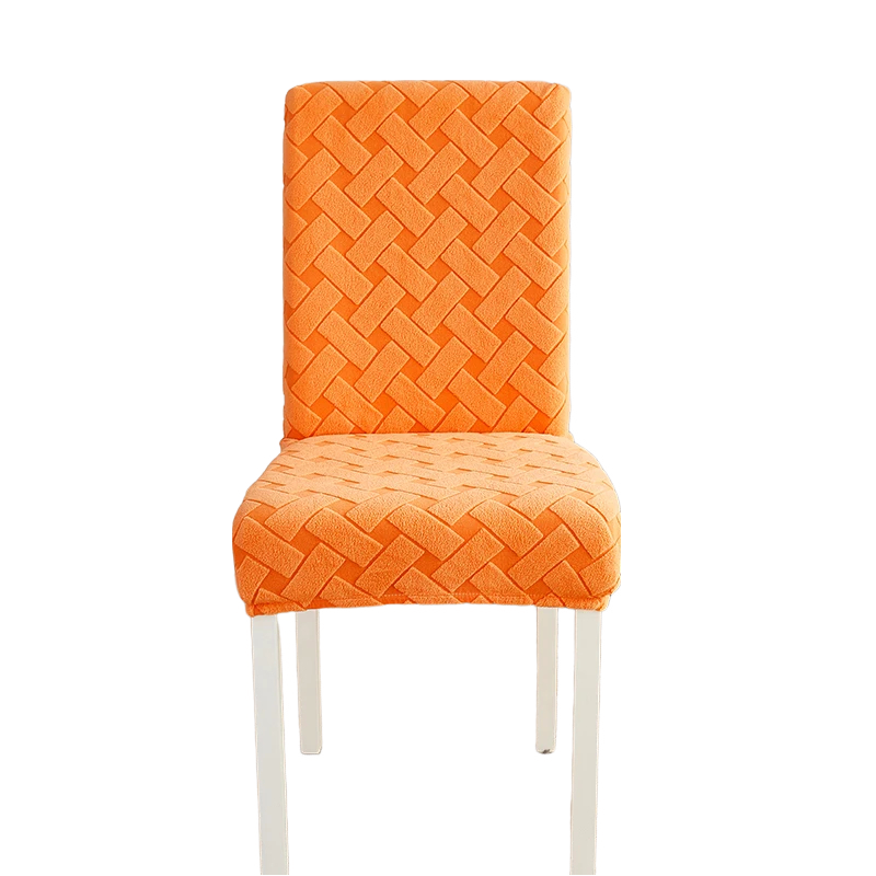 Chair Cover Orange Knitted Design Anti Dirt Elastic Material For Dining Room Kitchen Chair Covers