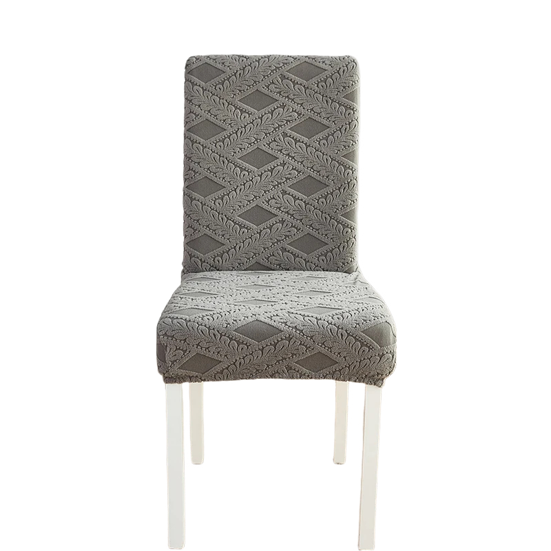 Chair Cover Dark Grey Knitted Veins Design Anti Dirt Elastic Material Dining Room Chair Covers