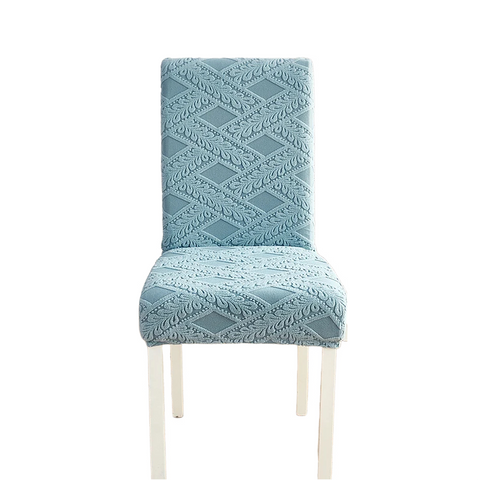 Chair Cover Light Blue Knitted Veins Design Anti Dirt Elastic For Dining Room Chair Covers