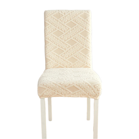 Beige Knitted Veins Design Chair Cover With Elastic Material For Dining Room Chair Covers