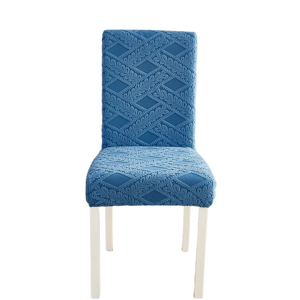 Chair Cover Blue Knitted Veins Design Anti Dirt Elastic Material Dining Room Kitchen Chair Covers