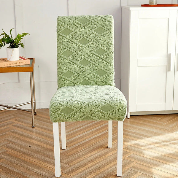 Chair Cover Green Knitted Veins Design Anti Dirt Elastic Material For Slipcovers