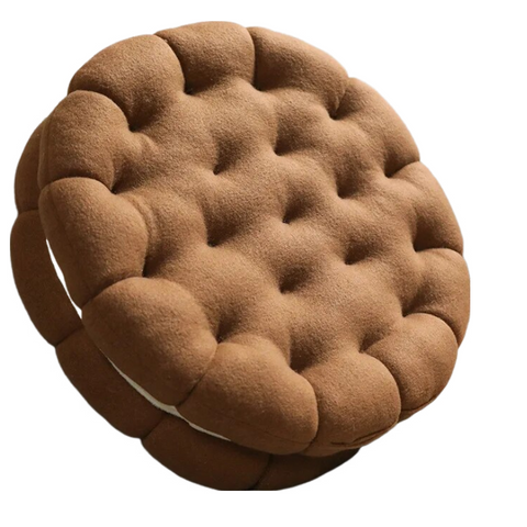 Plush Pillow Dark Brown Round Double Biscuit Shape Stuffed Soft Cushion Decor Cushions & Decorative Pillows