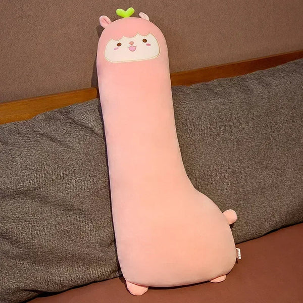 Side Sleeping Body Pillow Pink Lama Cartoon Animal Soft Cozy Long Pillows