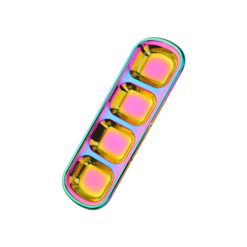 Pink Rainbow Stainless Steel Seasoning Sauce Dish Dipping Kitchenware Plates