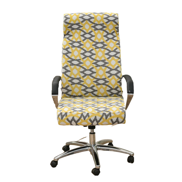 Office Chair Cover Light Yellow Pattern Medium Non Slip Rotating Seat Case Universal Armrest Protector Chair Covers