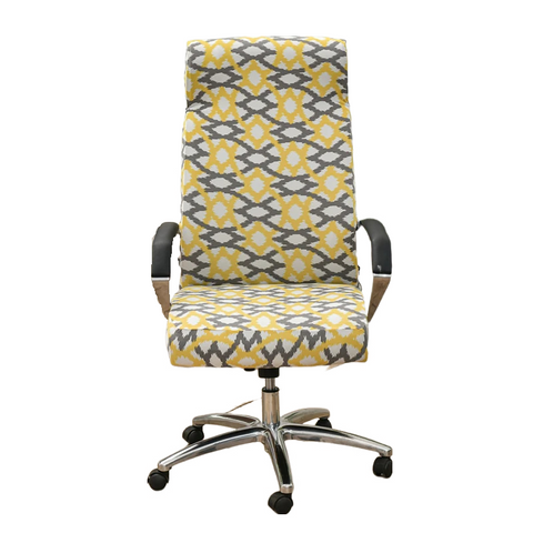 Office Chair Cover Light Yellow Pattern Medium Non Slip Rotating Seat Case Universal Armrest Protector Chair Covers