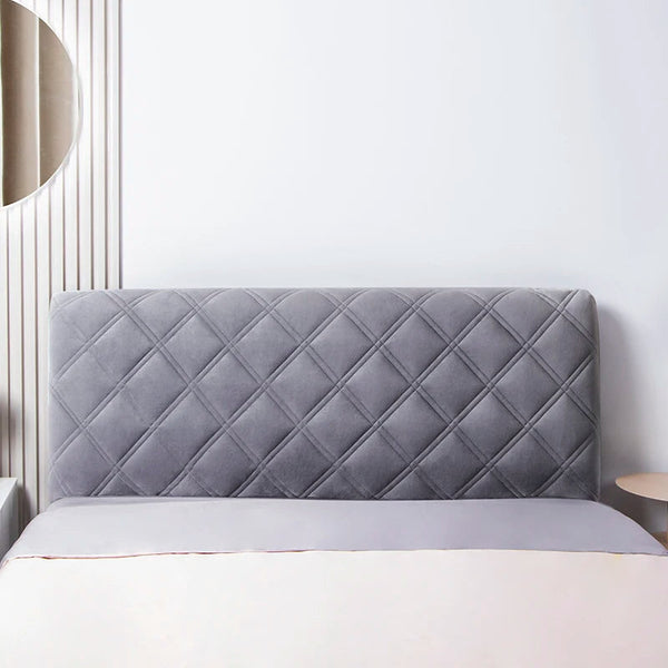 Headboard Cover Dark Gray Criss Cross Pattern Super Soft Quilted Velvet 200X70cm Headboards & Footboards