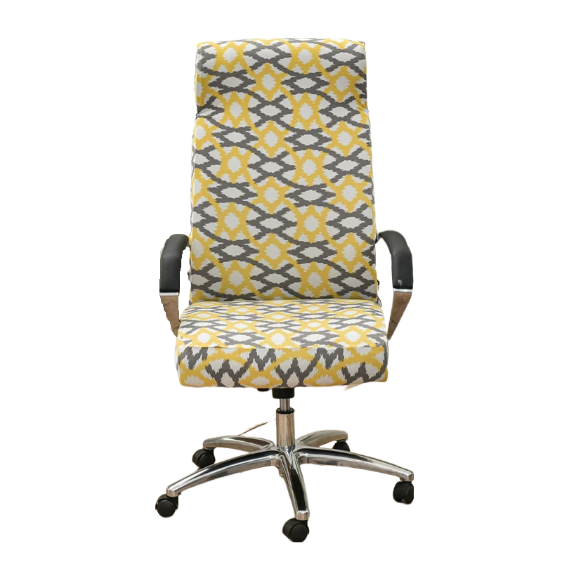 Office Chair Cover Light Yellow Pattern Large Non Slip Rotating Seat Case Universal Armrest Protector Chair Covers