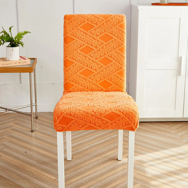 Chair Cover Orange Knitted Veins Design Anti Dirt Elastic Material Slipcovers
