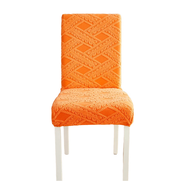 Chair Cover Orange Knitted Veins Design Anti Dirt Elastic Material Slipcovers