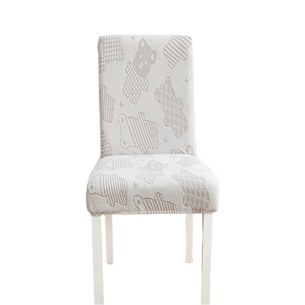 Chair Cover Light Grey Bear Design Elastic Material For Dining Room Events Slipcovers