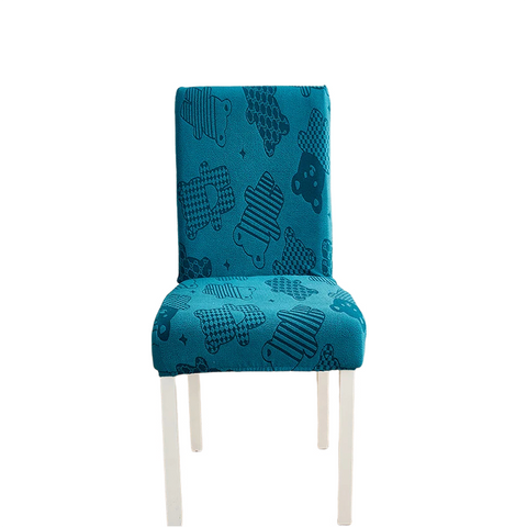 Chair Cover Dark Blue Bear Design Anti Dirt Elastic Material For Dining Room Kitchen Slipcovers