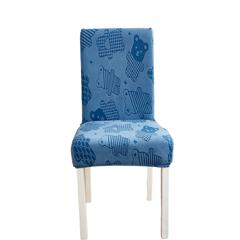 Chair Cover Blue Bear Design Anti Dirt Elastic Material For Dining Room Kitchen Slipcovers