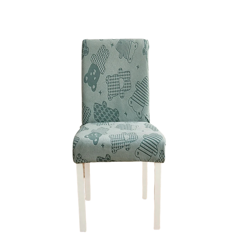 Chair Cover Green Bear Design Anti Dirt Elastic Material For Dining Room Kitchen Slipcovers
